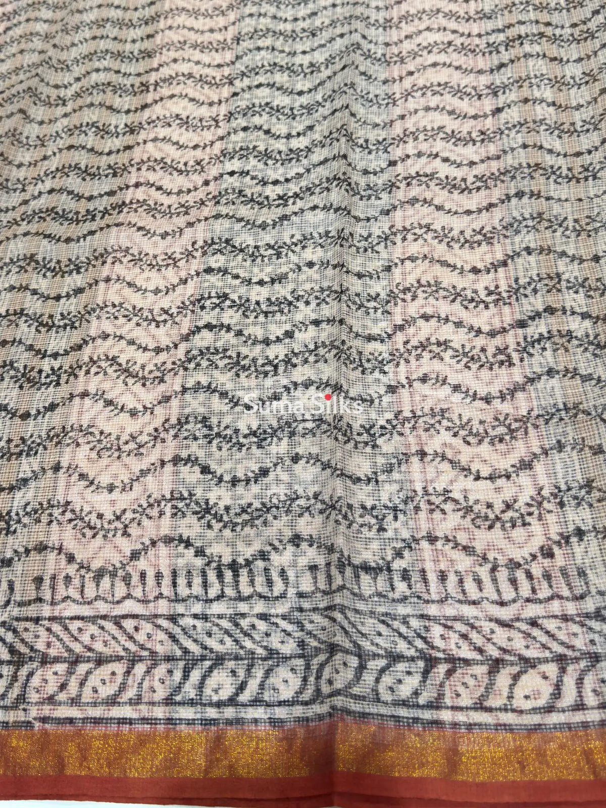Jaipur Kota Block Printed ZigZag Black