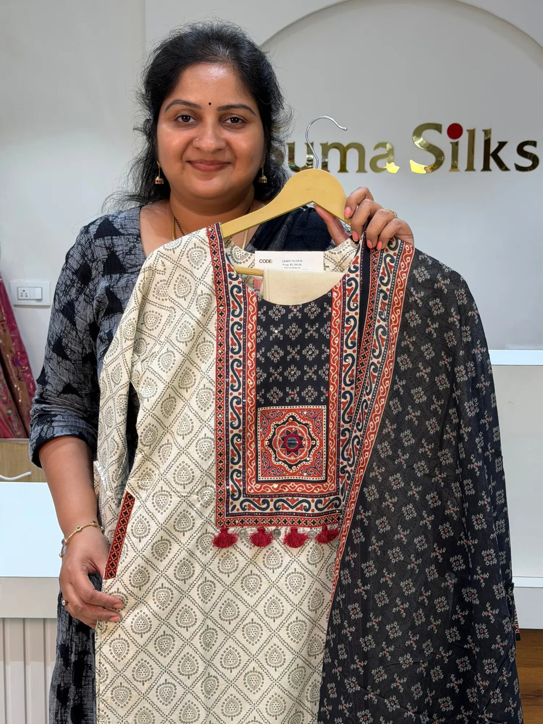 Jaipur Cotton with Azrakh Prints Straight Cut Suit