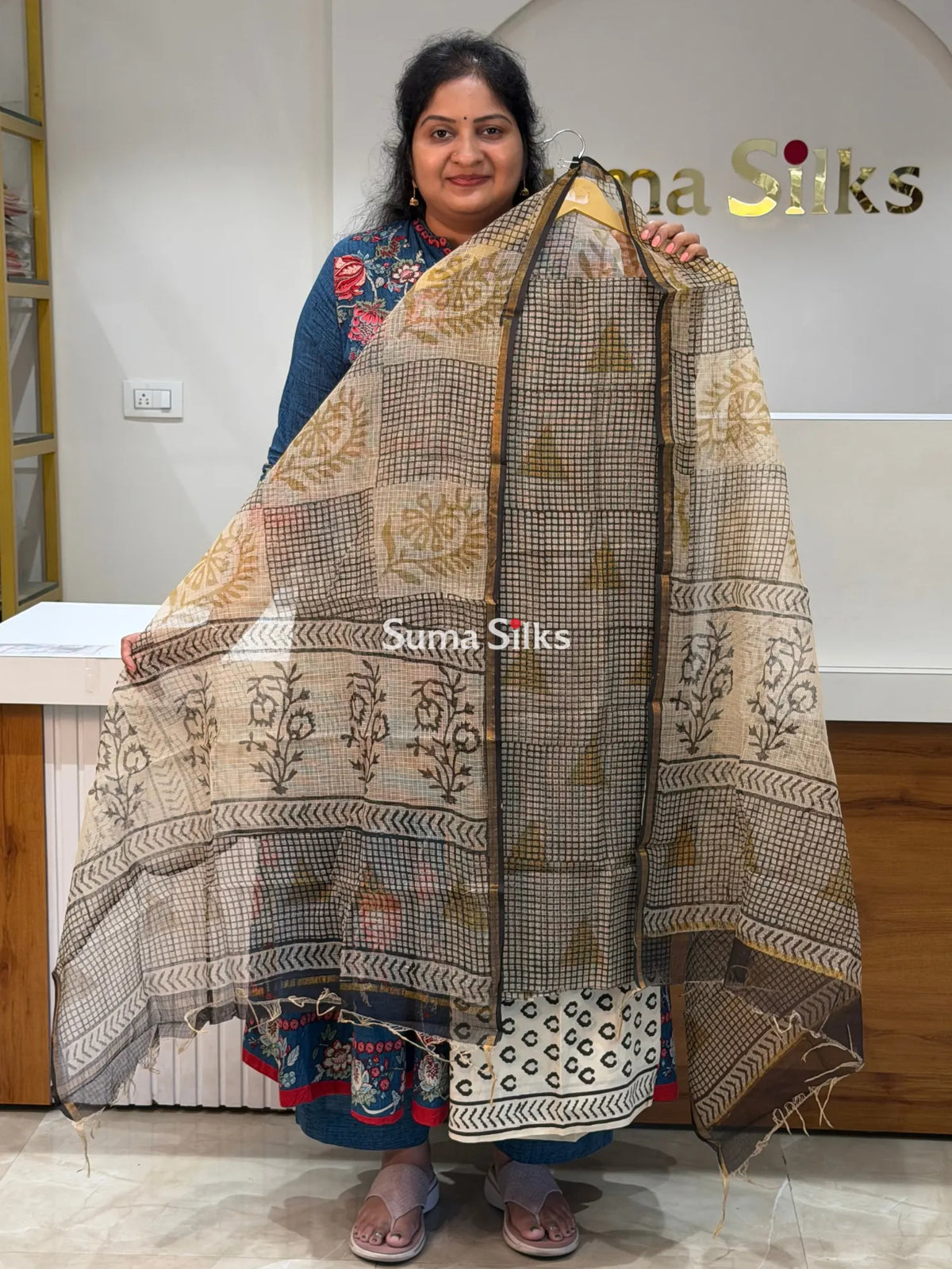 Jaipur Kota Checks Design Black Color