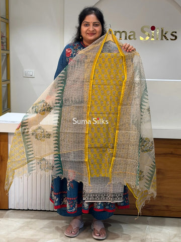 Jaipur Kota Floral Design Greenish Yellow Color