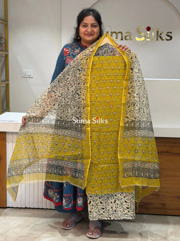 Jaipur Kota Lotus Design Greenish Yellow Color