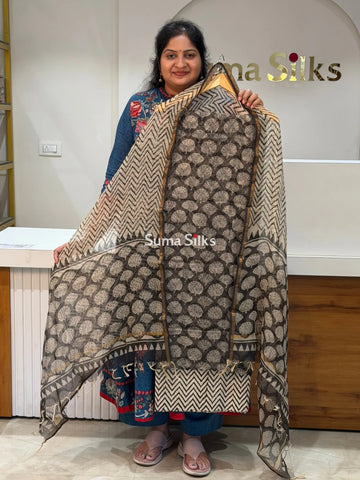 Jaipur Kota Peacock Design Black Color