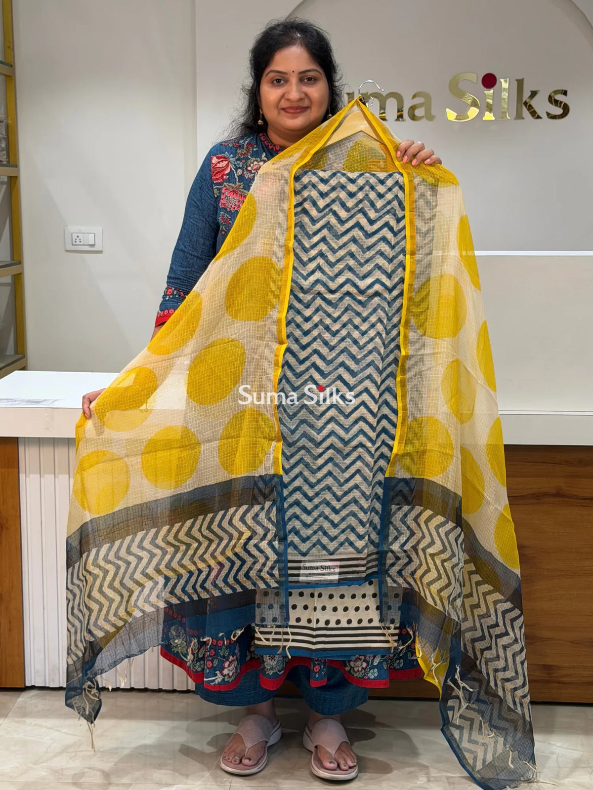 Jaipur Kota Zig Zag Design Blue Color