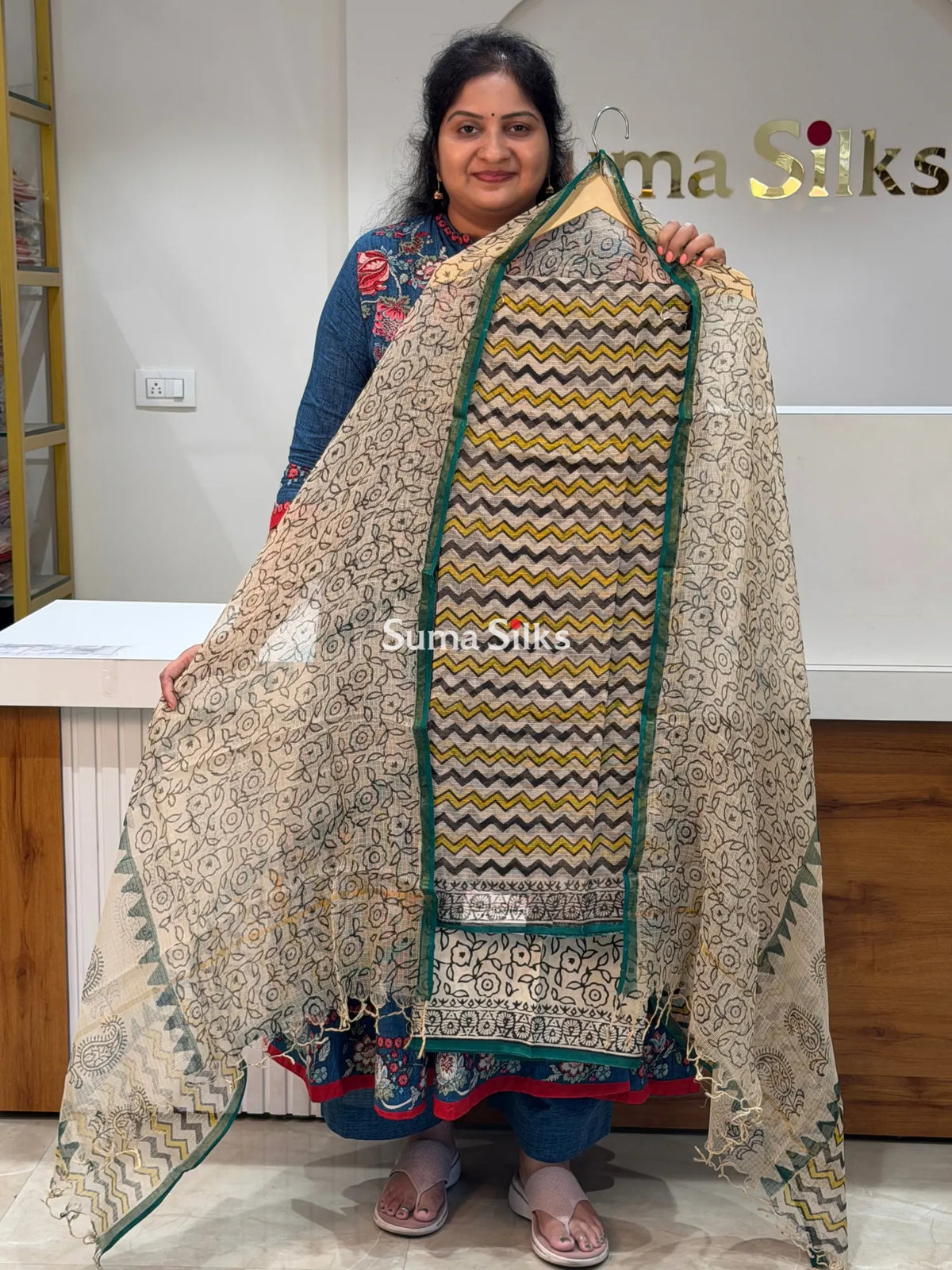 Jaipur Kota Zig Zag Design Yellow Color