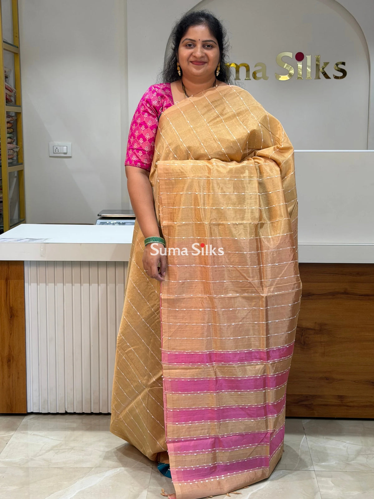 Jute Lines Mangalagiri Pattu Handloom Sarees Cream Color