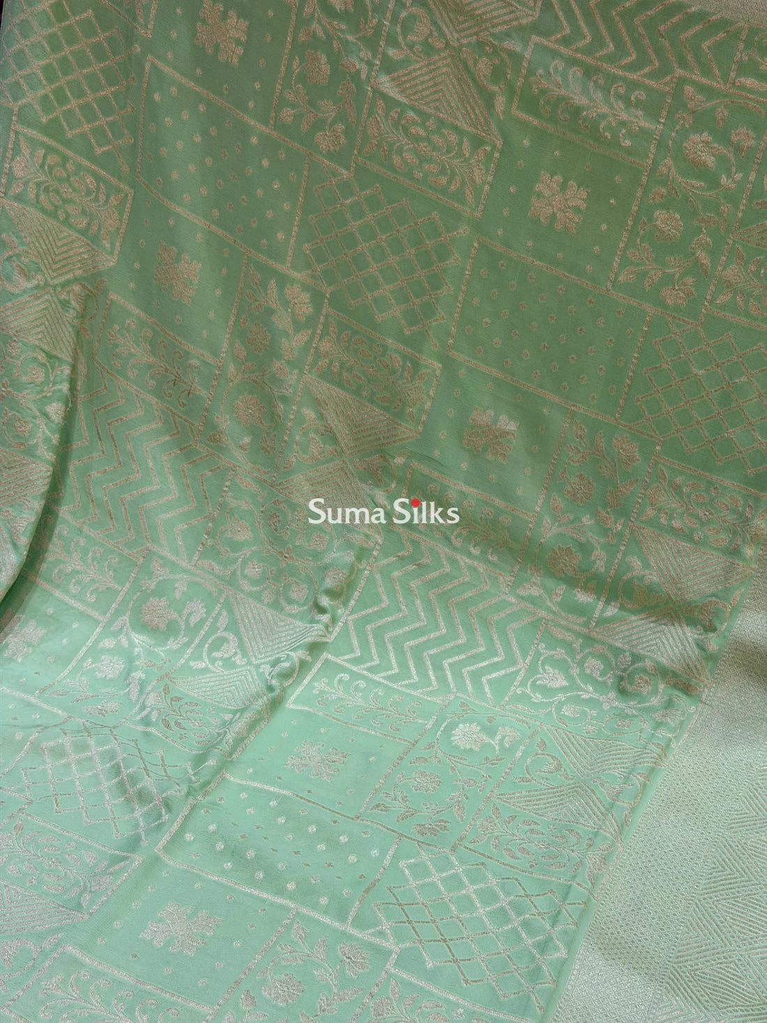 Kaddi Crepe Georgette Sea Green Color