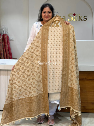 Kaddi Georgette Self Dupatta Dress Material Kora Color