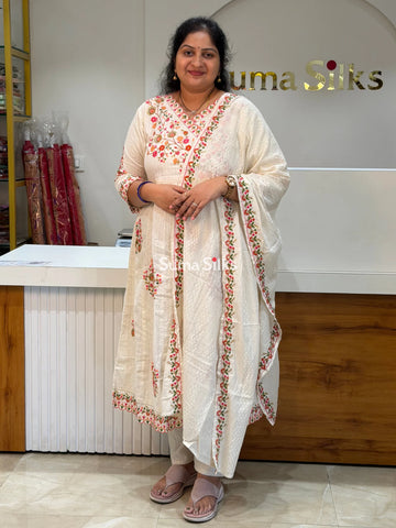 Kadhi Cotton Half White Suit Set
