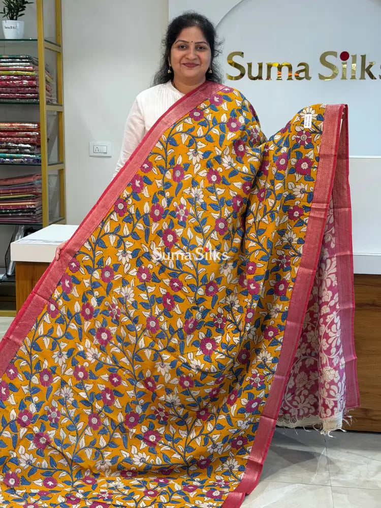 Kalamkari Nizam Border Chennur Silk Saree
