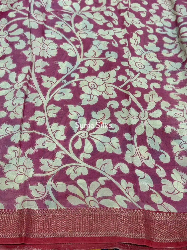 Kalamkari Nizam Border Chennur Silk Saree