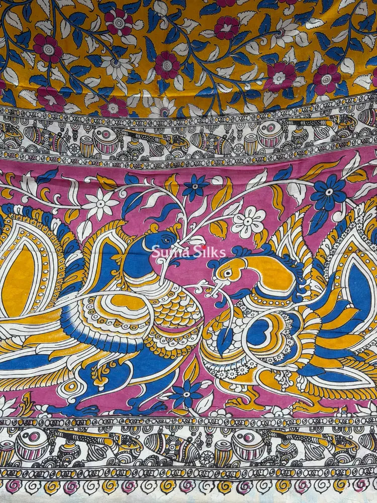 Kalamkari Nizam Border Chennur Silk Saree