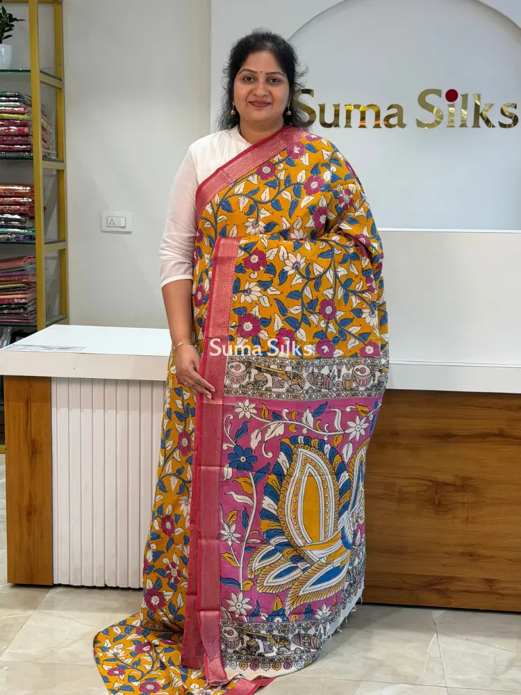 Kalamkari Nizam Border Chennur Silk Saree