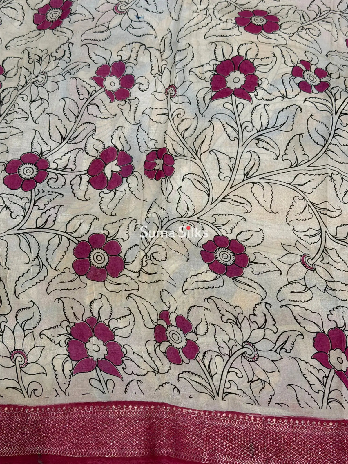 Kalamkari Chennur Silk Nizam Border Blue