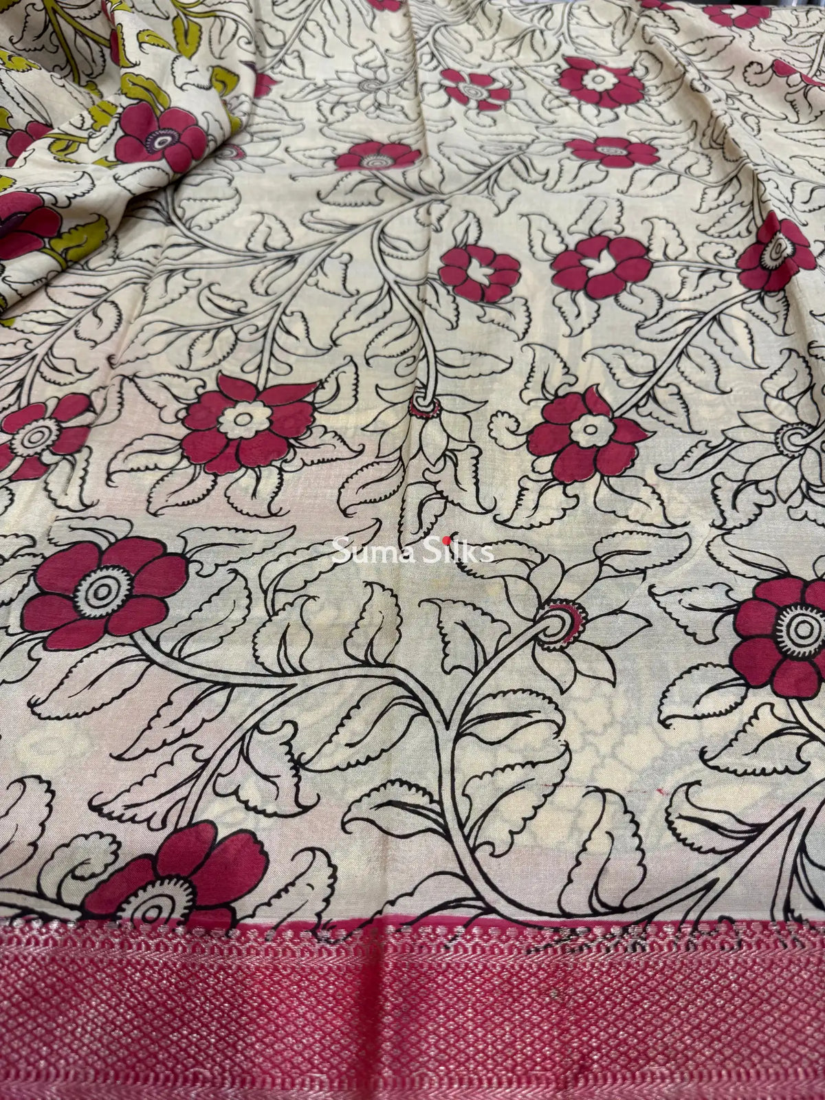 Kalamkari Chennur Silk Nizam Border Kora