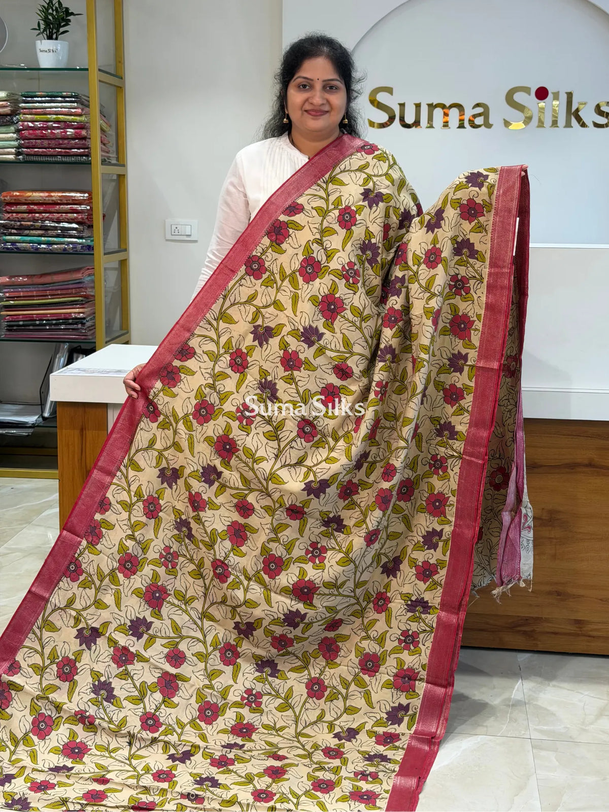 Kalamkari Chennur Silk Nizam Border Kora