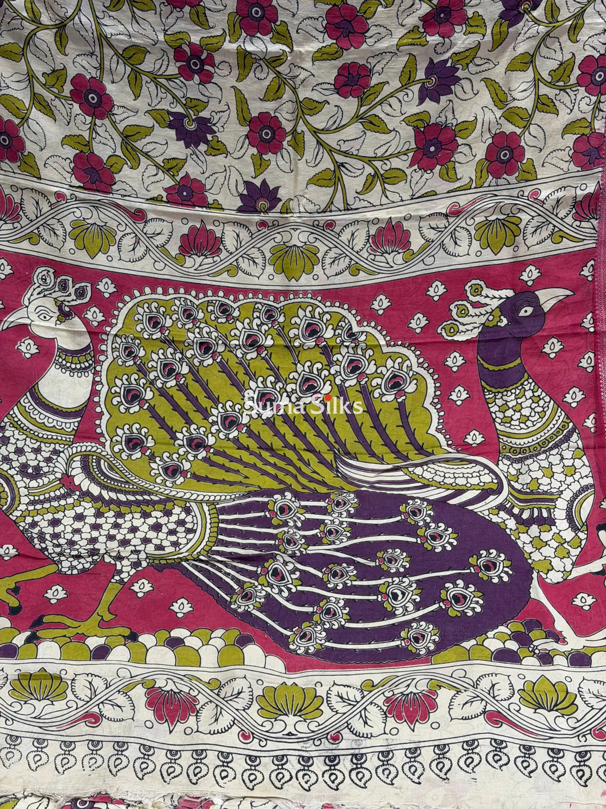 Kalamkari Chennur Silk Nizam Border Kora