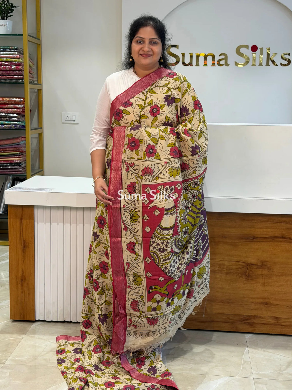 Kalamkari Chennur Silk Nizam Border Kora