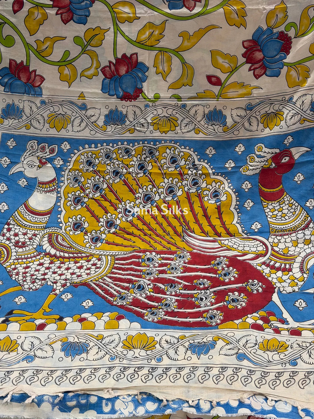 Kalamkari Chennur Silk Nizam Border Pen Kalamkari Design
