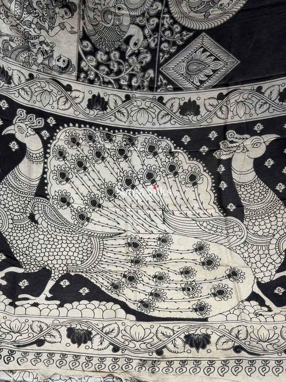 Kalamkari Chennur Silk Nizam Border Rama Black