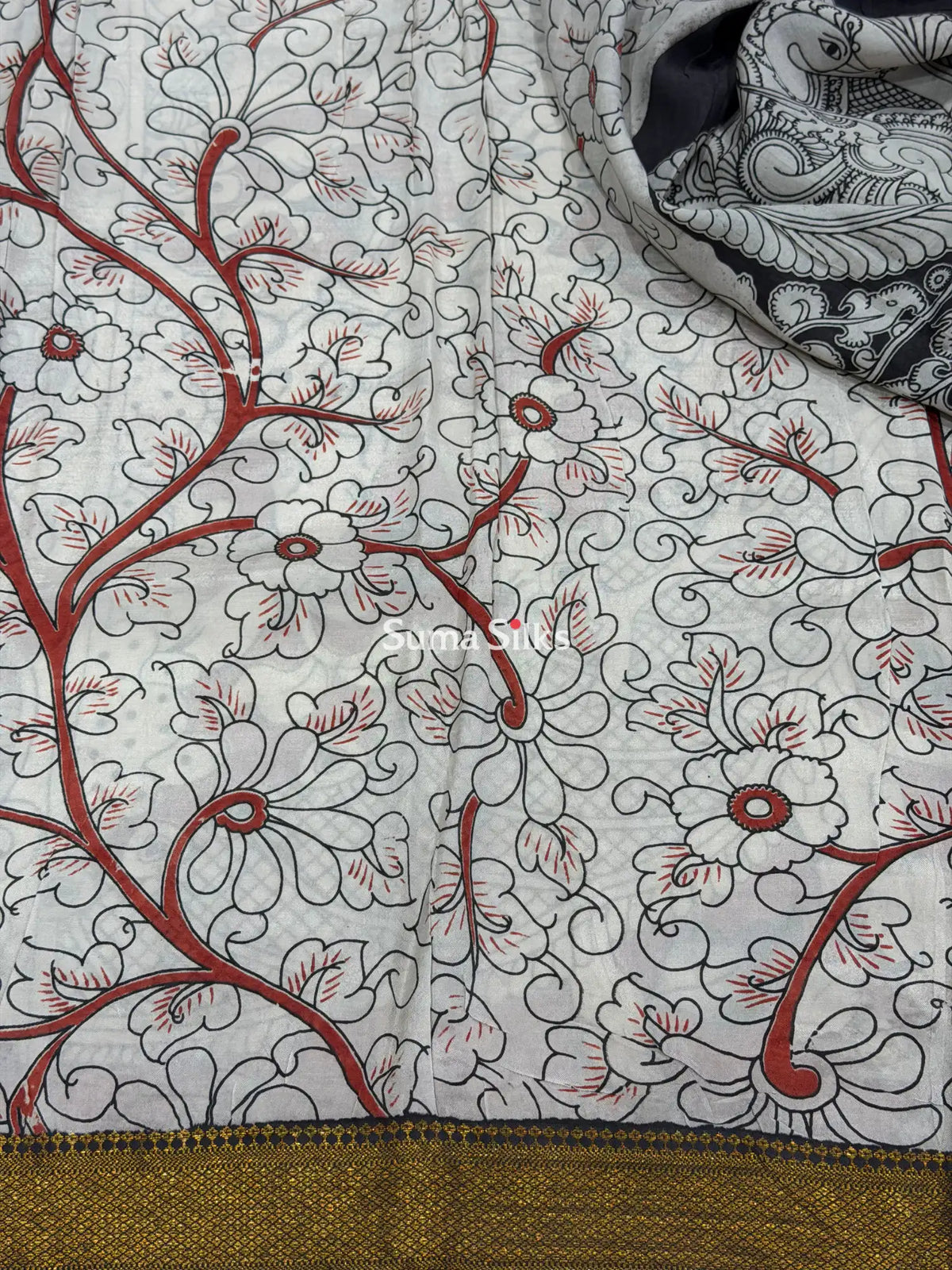 Kalamkari Chennur Silk Nizam Border Traditional Theme