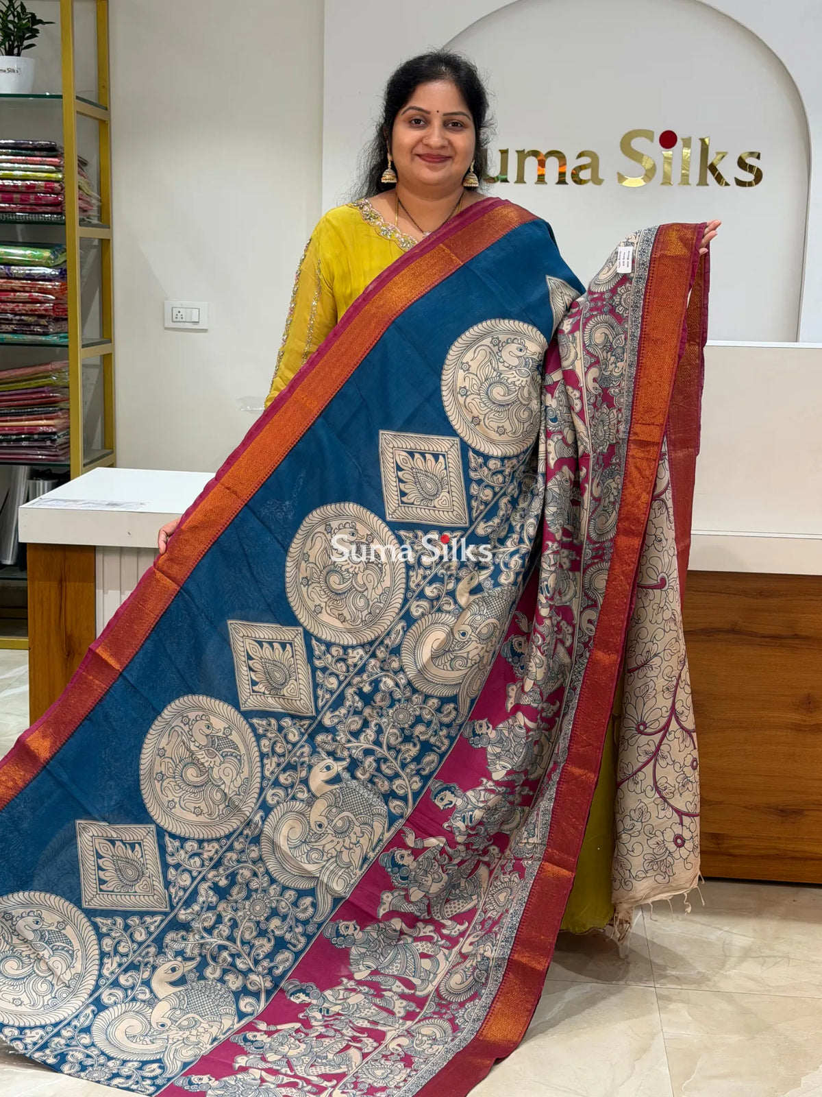 Kalamkari Chennur Silk Nizam Border Traditional Theme
