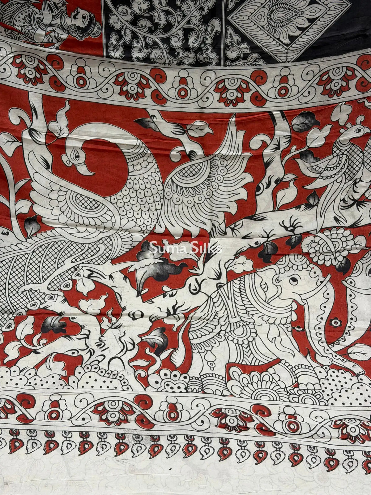Kalamkari Chennur Silk Nizam Border Traditional Theme