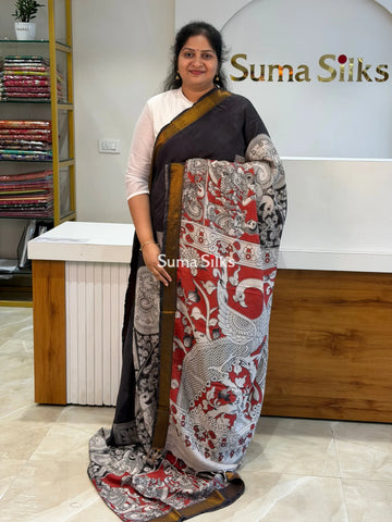 Kalamkari Chennur Silk Nizam Border Traditional Theme