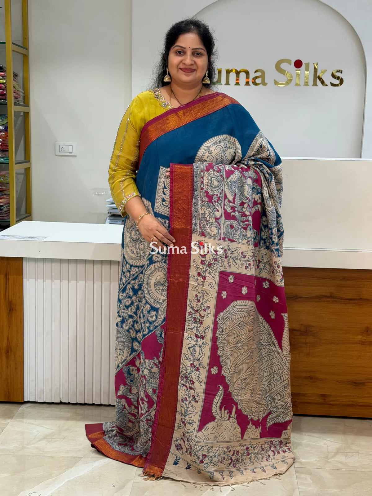 Kalamkari Chennur Silk Nizam Border Traditional Theme