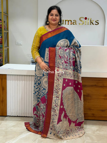Kalamkari Chennur Silk Nizam Border Traditional Theme