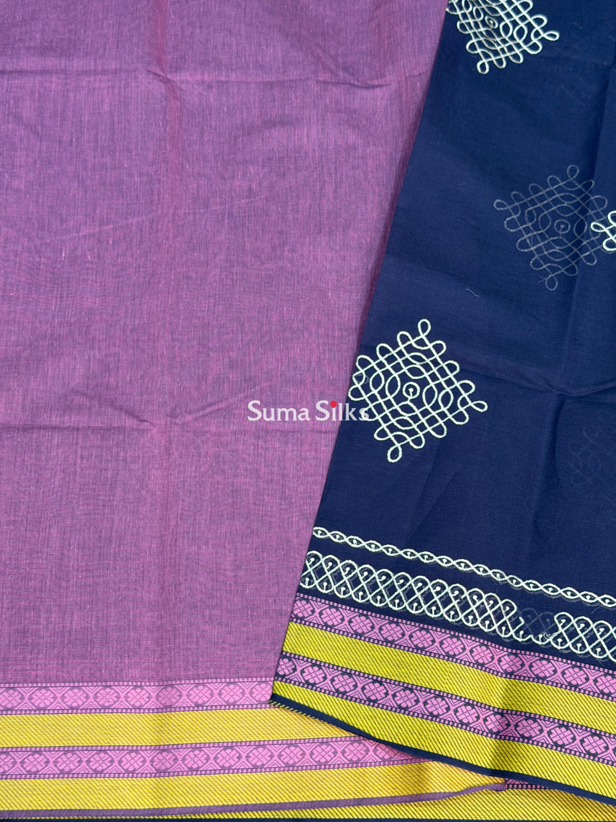 Kanchi Cotton Kolam Embroidery Navy