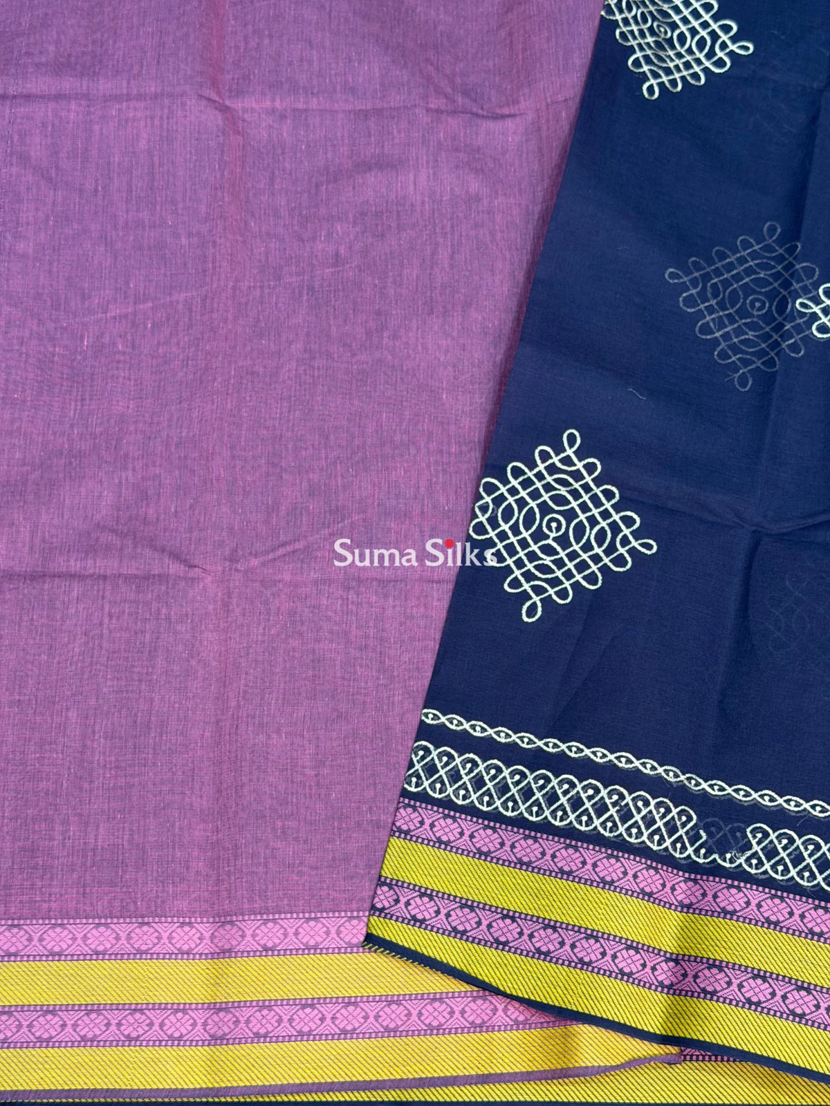 Kanchi Cotton Kolam Embroidery Navy