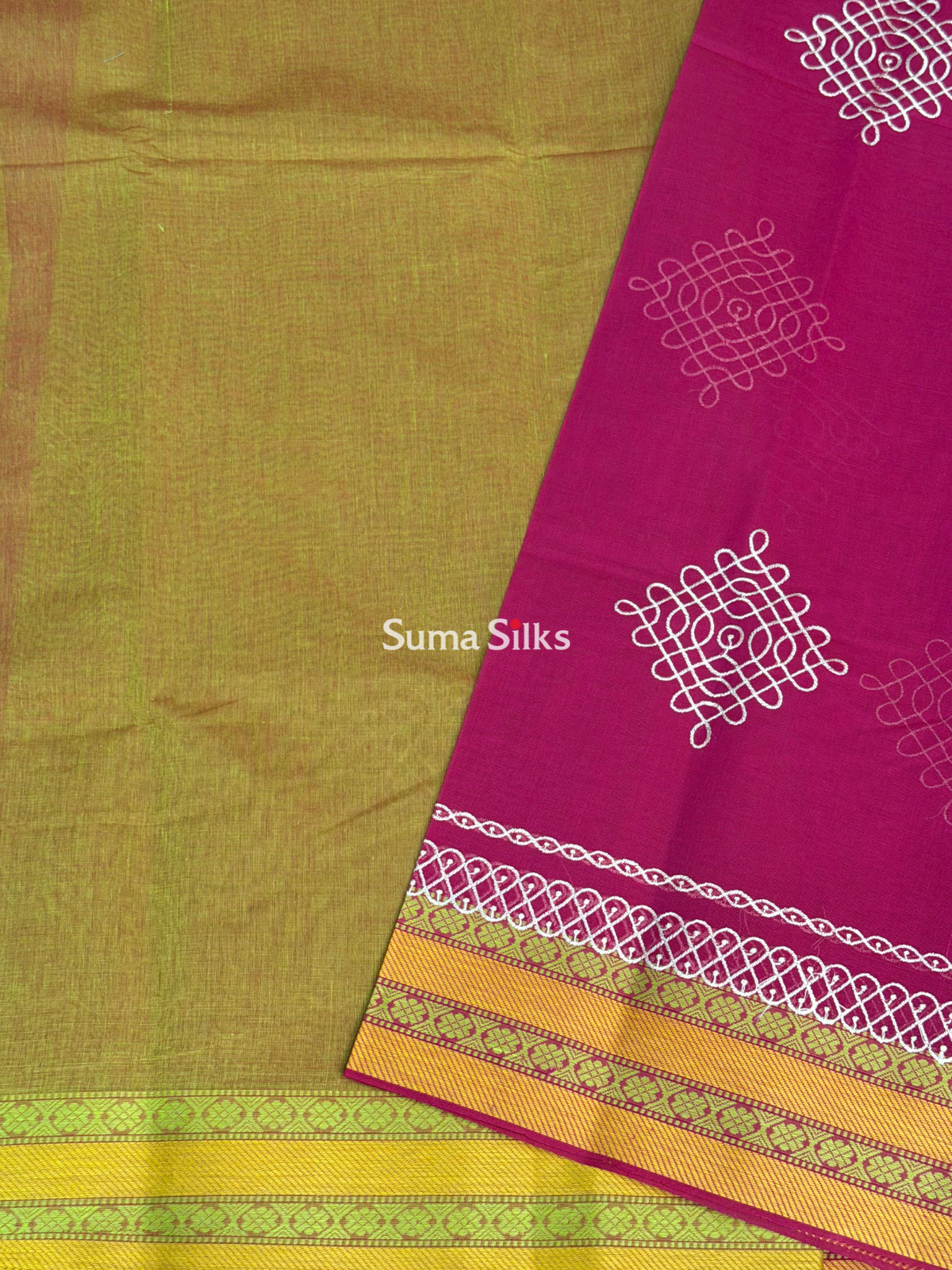 Kanchi Cotton Kolam Embroidery Pink