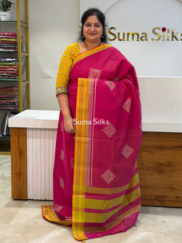 Kanchi Cotton Kolam Embroidery Pink