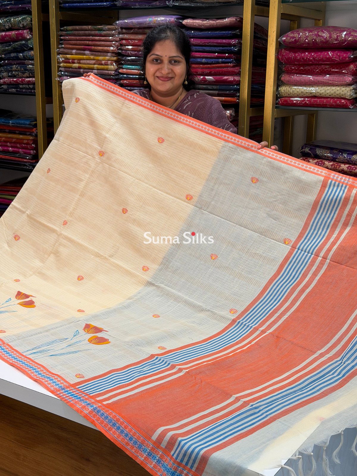 Kanchi Cotton Applique Cream Color
