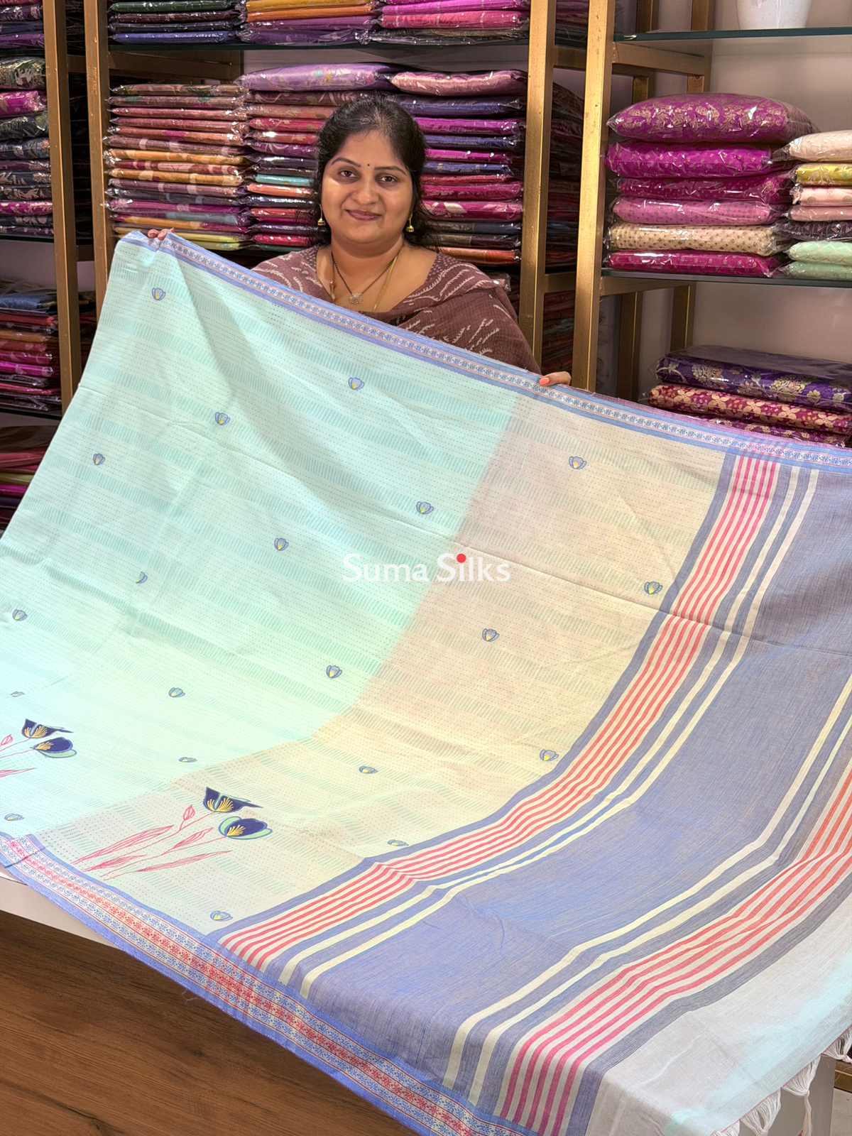 Kanchi Cotton Applique Sea Green