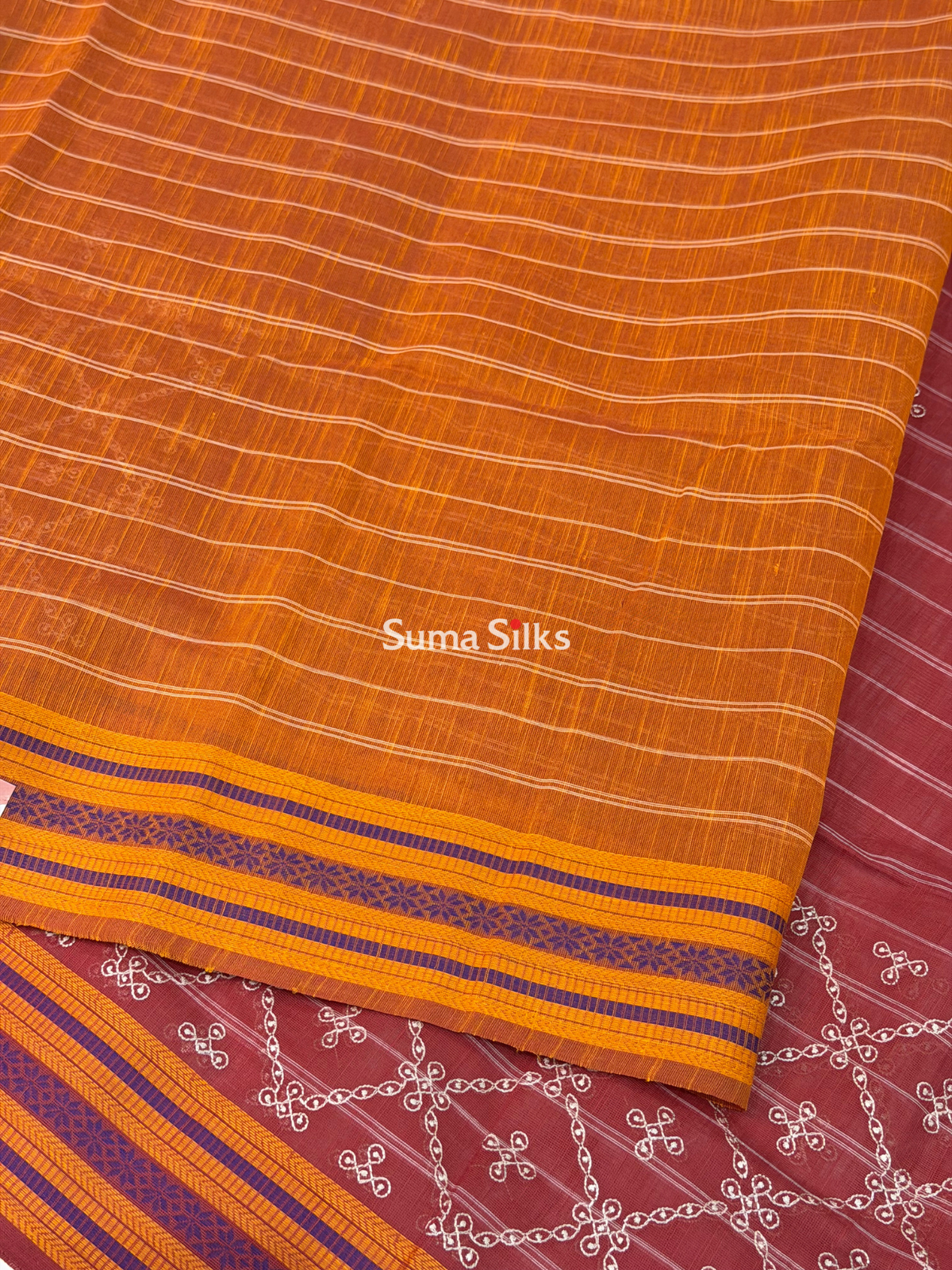 Kanchi Cotton Work Rust