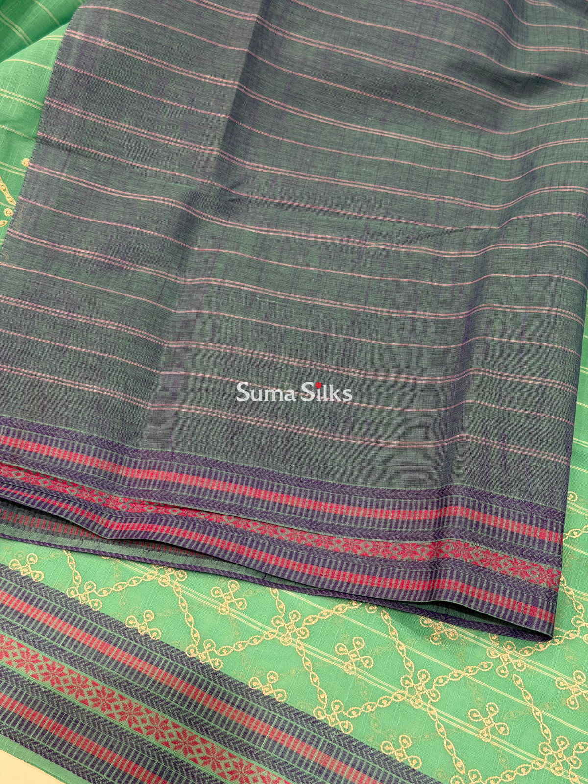Kanchi Cotton Work Sea Green