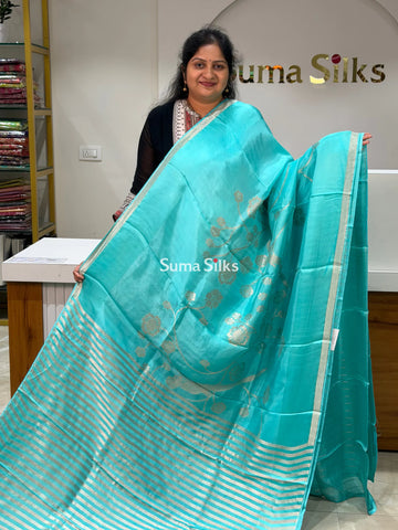 Kora Silk Parrot Jaal Sea Blue