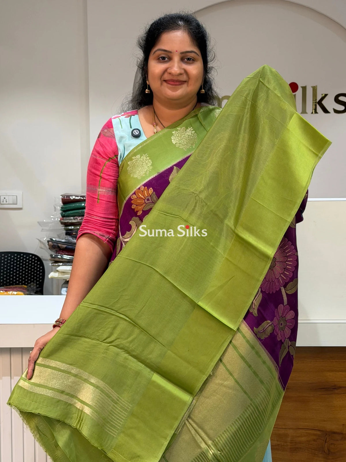 Kosa Silk Jamdani Saree Wine Color