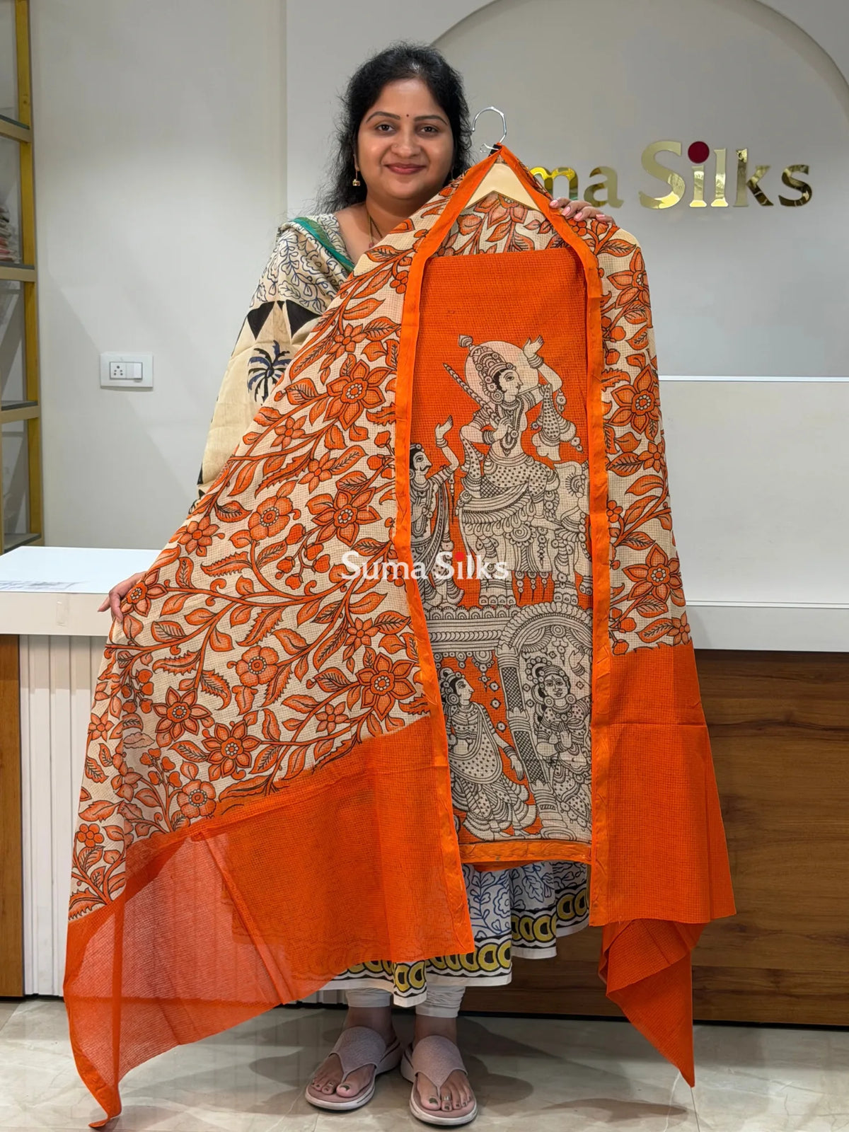 Kota Kalamkari Orange Color