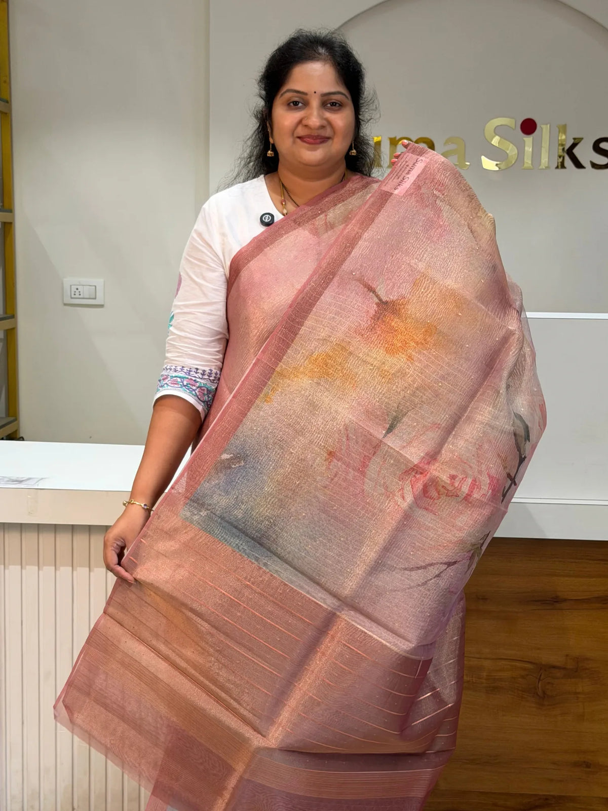 Kota Tissue Saree Onion Pink Color