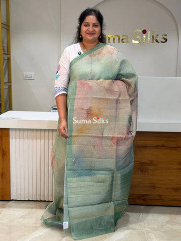 Kota Tissue Saree Pista Color