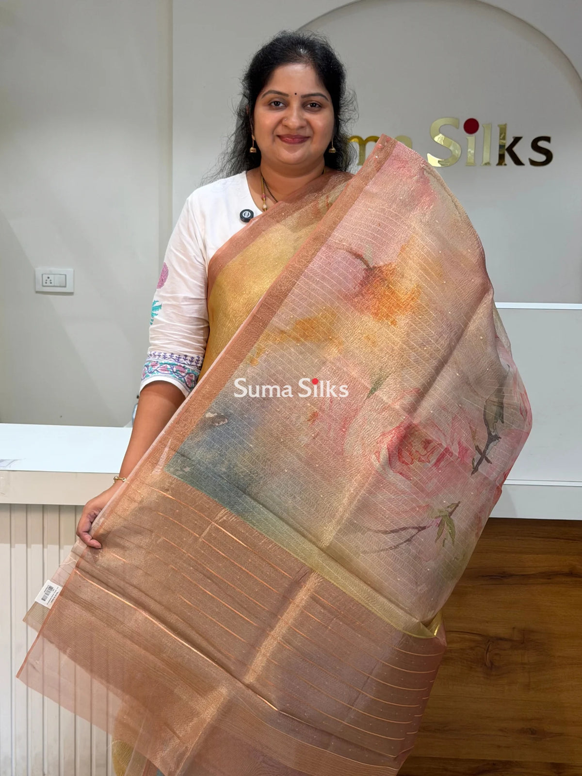Kota Tissue Saree Yellow Color