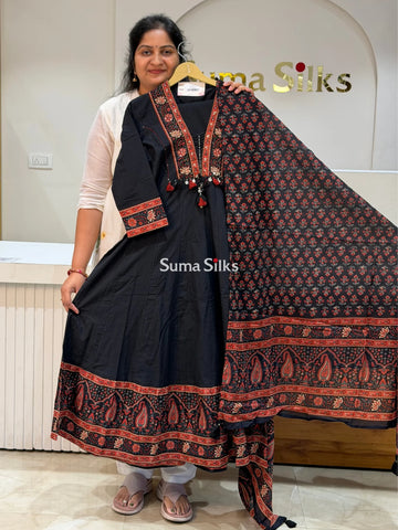 Pure Cotton Jaipur Printed A Line Readymade Suit Set