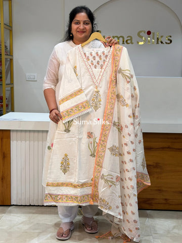 Pure Cotton with Jaipur Printed Readymade Suit Set