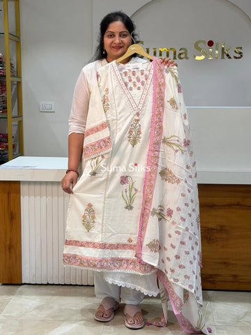 Pure Cotton Jaipur Printed Readymade Suit Set