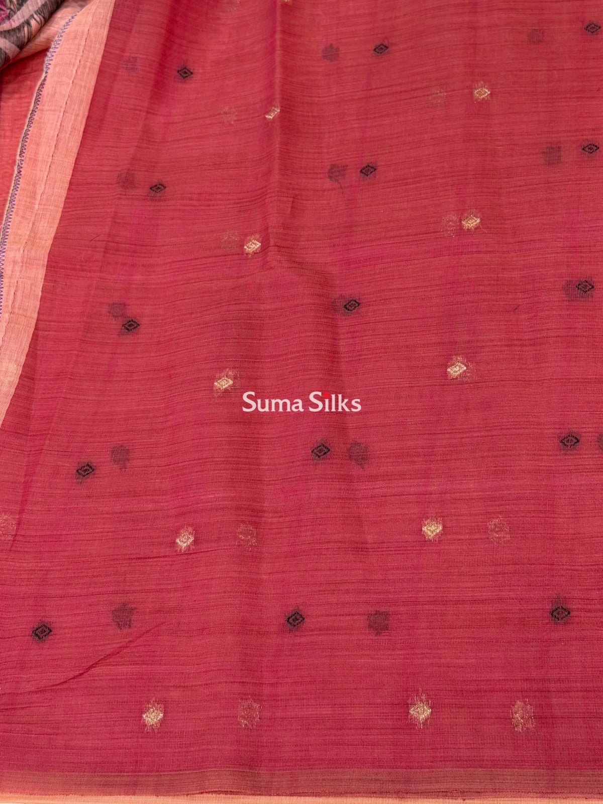 Linen Cotton Jamdani Tree Peach