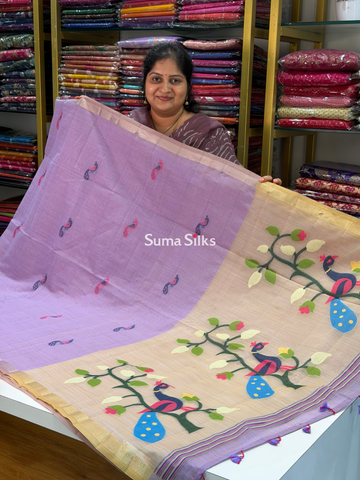 Linen Jamdani Peacock Purple
