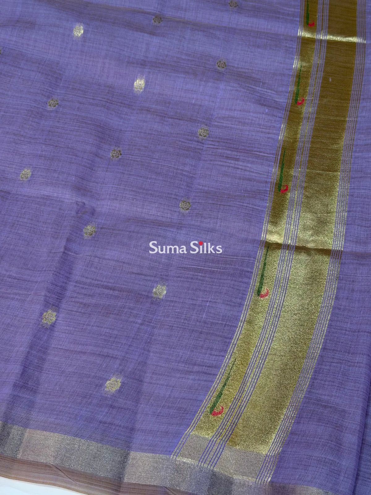 Linen Cotton Jamdani Paithani Lavender