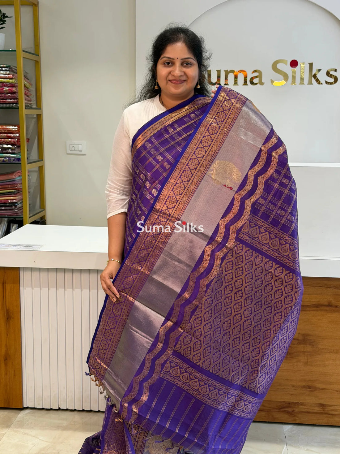 Mangalagiri Pattu Handloom Saree Scalap Purple SSS1468-1